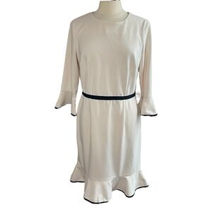 NWT DONNA MORGAN Crepe 3/4-Bell-Sleeve Piped Sheath Dress, Size 14